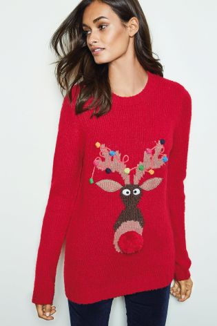 Red Novelty Rudolph Sweater